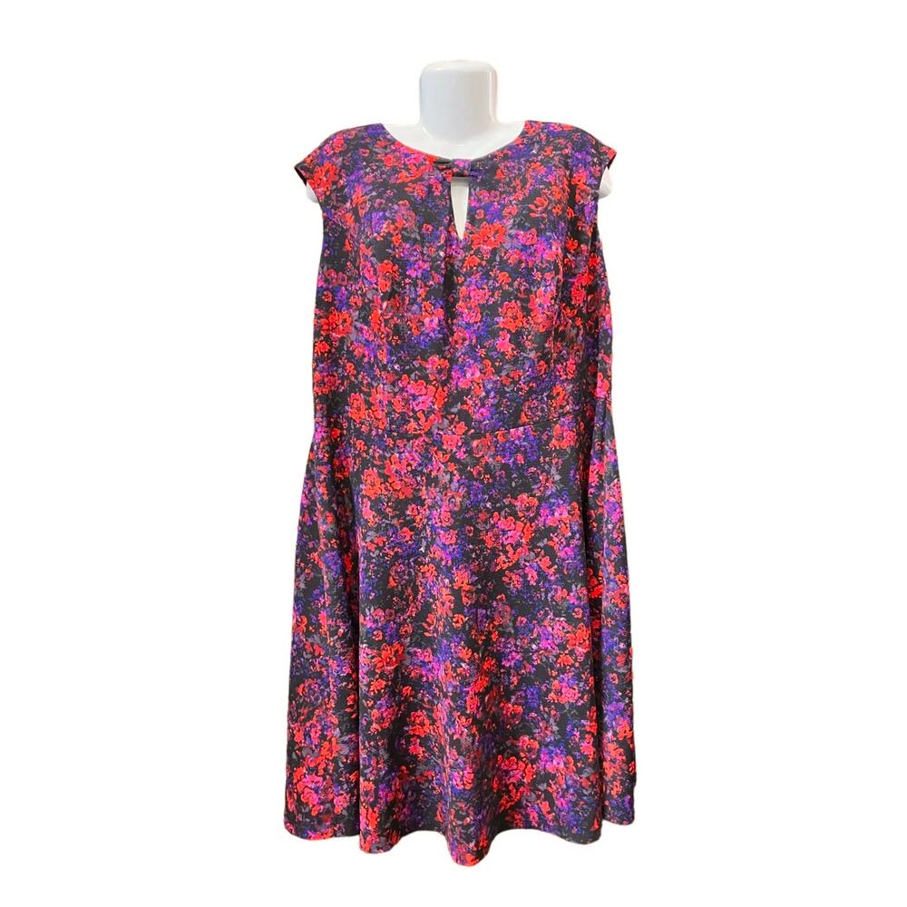 Dia & Co Sabrina Collective Women's Black Floral Knit Fit & Flare Dress Size 20W